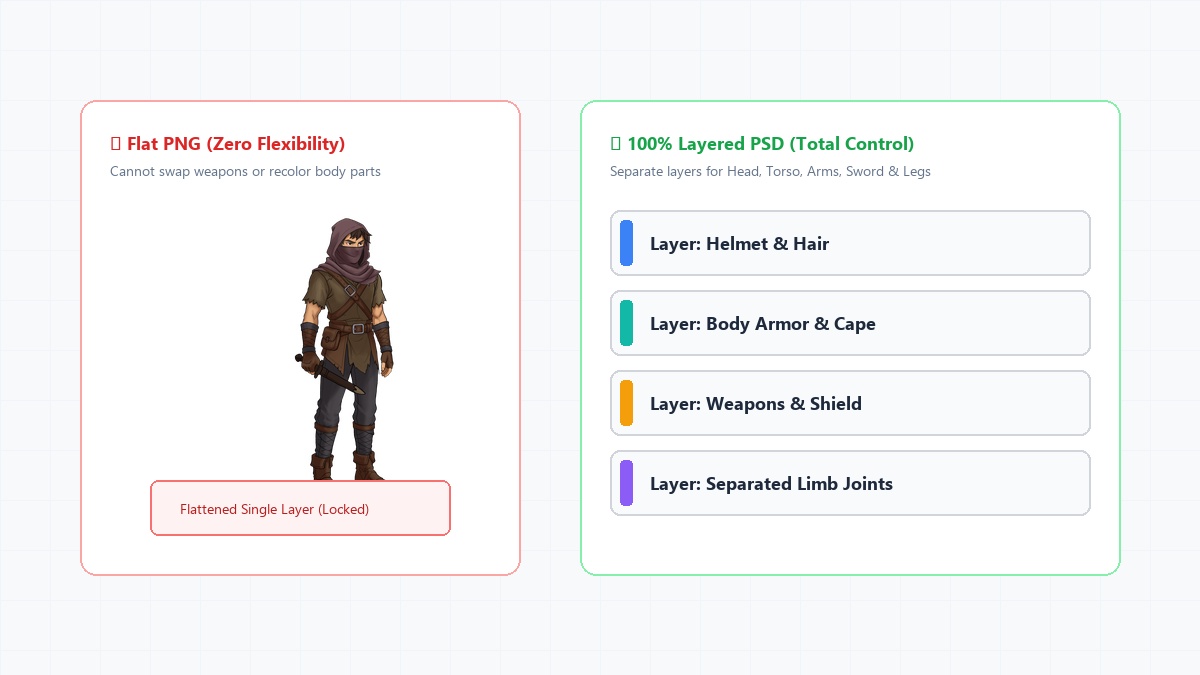 Why Layered PSD Game Assets Save Development Time